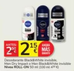 Nivea - Desodorante Black&white Invisible, Men Dry Impact O Men Black&white Invisible