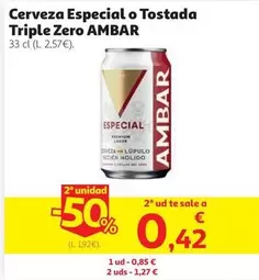 ambar - Cerveza Especial O Tostada Triple Zero