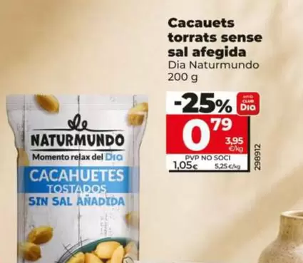 Dia Naturmundo - Cacahuetes Tostados Sin Sal Anadida
