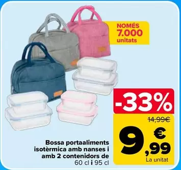 Bolsa Portalimentos Isotermica Con Asas Y Con Contenedores