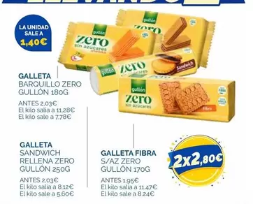Gullón - Galleta Sandwich Rellena Zero S/Az Zero Gullon