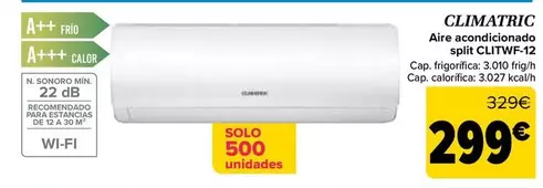 Climatric - Aire Acondicionado Split CLITWF-12