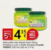 Fructis - Mascarilla Hair Bomb Nutri Rizos Proteina O Liso