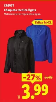Crivit - Chaqueta Técmica Ligera