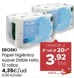 Eroski - Papel Higiénico Suave Doble Rollo