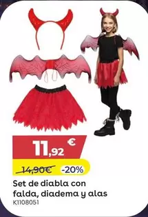 Set De Diabla Con Falda, Diadema Y Alas