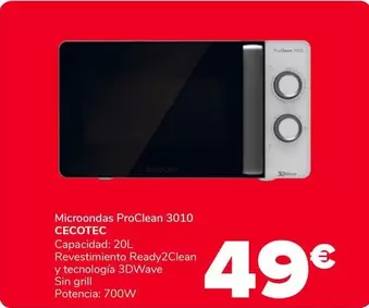 Cecotec - Microondas Proclean 3010