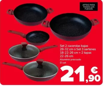 Set 2 Cacerolas Bajas Set 3 Sartenes