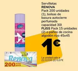 Renova / Fliss - Servilletas Bolsas De Basura Autocierre Perfumada Capacidad O Paños De Cocina Algodón Rizo