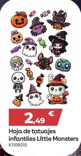 Hoja De Tatuajes Infantiles Little Monsters