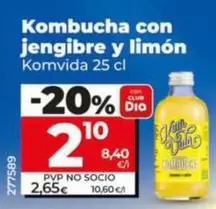 Komvida - Kombucha Con Jengibre Y Limon