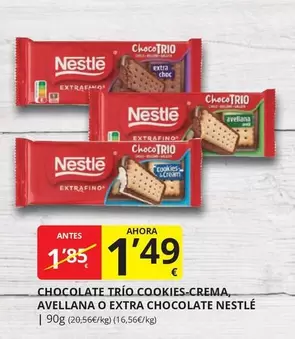 Nestlé - Chocolate Trio Cookies-crema, Avellana O Extra Chocolate