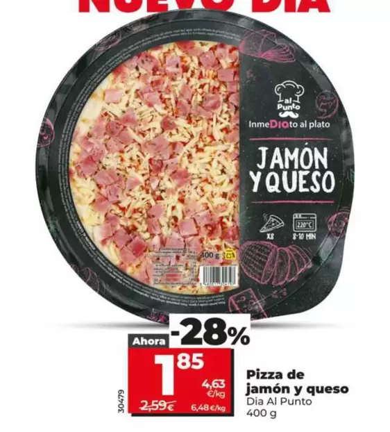 Dia Al Punto - Pizza De Jamon Y Queso 