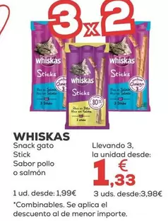 Whiskas - Snack Gato Stick Sabor Pollo O Salmon