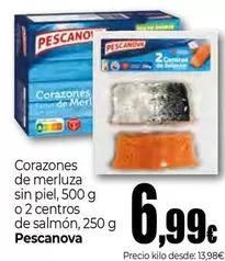 Pescanova - Corazones De Merluza Sin Piel O 2 Centros De Salmón
