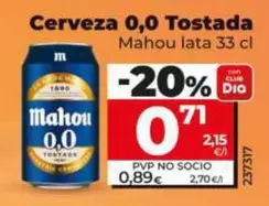 Mahou - Cerveza 0.0 Tostada