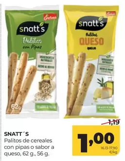 snatt's - Palitos De Cereales Con Pipas O Sabor A Queso