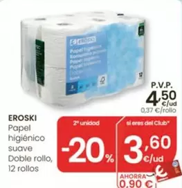 Eroski - Papel Higienico Suave Doble Rollo