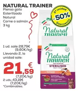 Natural Trainer - Pienso Gato Esterilizado Natural Carne O Salmon