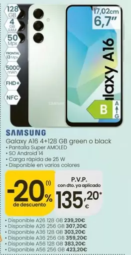 Samsung - Galaxy A16 4+128 Gb Green O Black