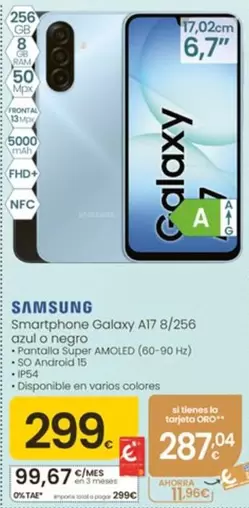 Samsung - Smartphone Galaxy A17 8/256 Azul O Negro