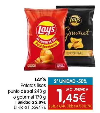 Lay's - Patatas Lisas Punto De Sal O Gourmet