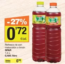 Spar - Refresco Té Con Melocotón O Limón