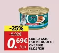Purina - One Comida Gato Esteril Bacalao