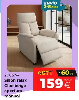 Relax - Sillón Cloe Beige Apertura Manual