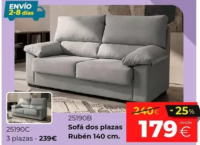 Sofá Dos Plazas Ruben 140 Cm