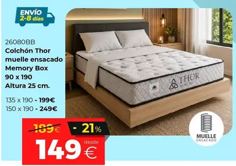 Ahorro Total - Colchón Thor Muelle Ensacado Memory Box