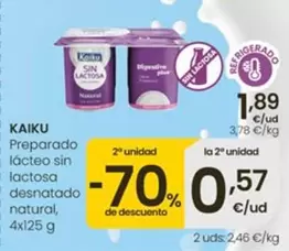 Kaiku - Preparado Lacteo Sin Lactosa Desnatado Natural