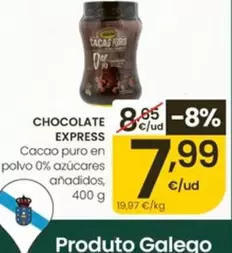 Chocolate Express - Cacao Puro En Polvo 0% Azucares Anadidos