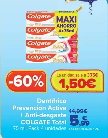 Colgate - Dentífrico Prevención Activa + Anti-Desgaste Total