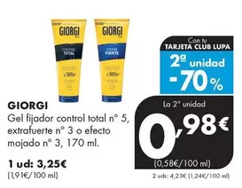 Giorgi - Gel Fijador Control Total No 5, Extrafuerte No 3 O Efecto Mojado No 3