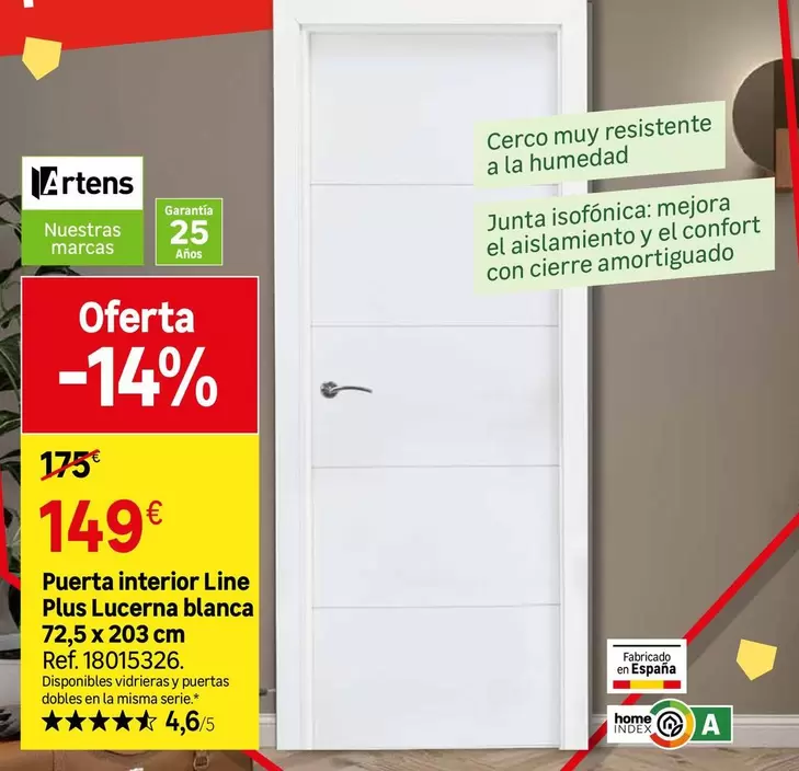Confort - Puerta Interior Plus Lucerna Blanca 72,5 X 203 Cm