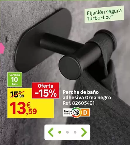 Segura - Percha De Baño Adhesiva Negro