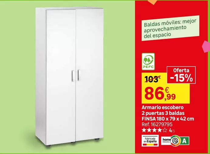 home - Armario Escobero 2 Puertas 3 Boladas