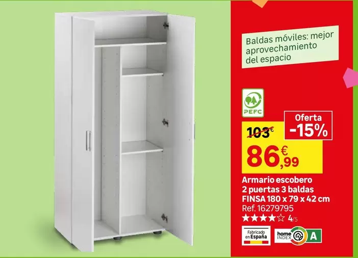 home - Armario Escobero 2 Puertas 3 Bolas Finas