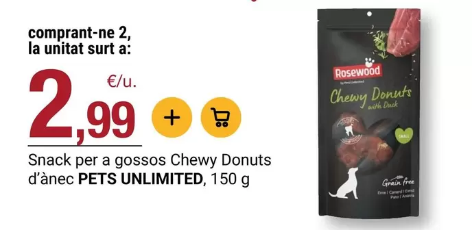 Snack - Per A Gossos Chewy Donuts D'anec Pets Unlimited
