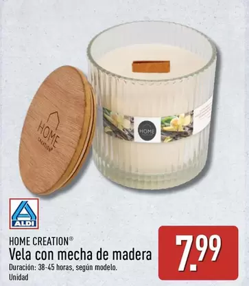 Aldi - Home Creation Vela Con Mecha De Madera