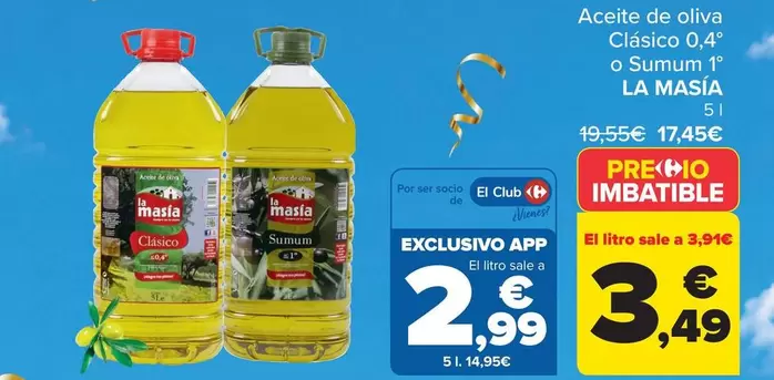 La Masía - Aceite De Oliva Clásico 0,4° O Sumum 1°
