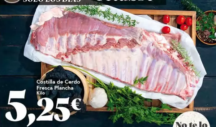 Costilla De Cerdo Fresca Plancha