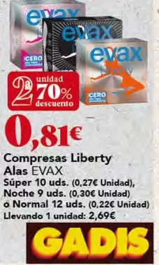 Evax - Compresas Liberty Alas