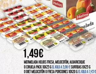 Helios - Mermelada Fresa, Melocoton, Albaricoque O Ciruela Pack