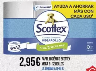 Scottex - Papel Higiénico Mega 6-12 Rollos