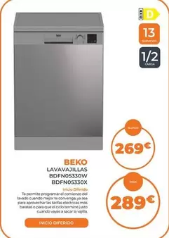 Beko - Lavavajillas BDFN05330W BDFN05330X