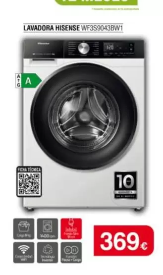 Hisense - Lavadora Wf3s9043bwt