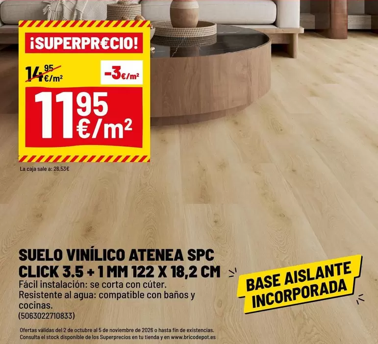 SPC - Suelo Vinílico Atenea CLICK 3.5+ 1MM 122 X 18.2 CM
