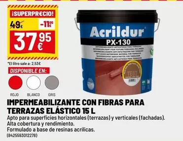 Blanco - Impermeabilizante Con Fibras Para Terrazas Elástico 15 L